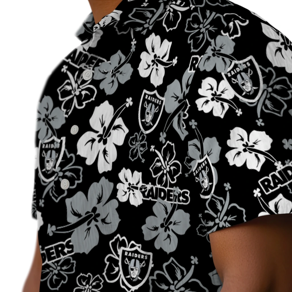 Las Vegas Raiders Hawaiian Shirt - Hibiscus Flower Design las vegas raiders hibiscus bloom black hawaiian shirts trendy