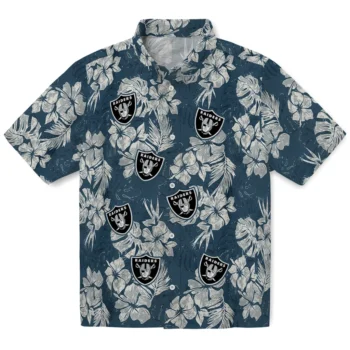 las vegas raiders hibiscus flowers navy blue hawaiian shirts best selling