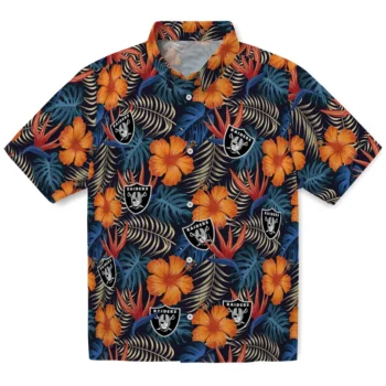 las vegas raiders hibiscus foliage hawaiian shirts best selling