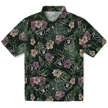 las vegas raiders hibiscus leaves pattern green hawaiian shirts best selling