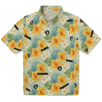 las vegas raiders hibiscus mood pale lime yellow hawaiian shirts best selling