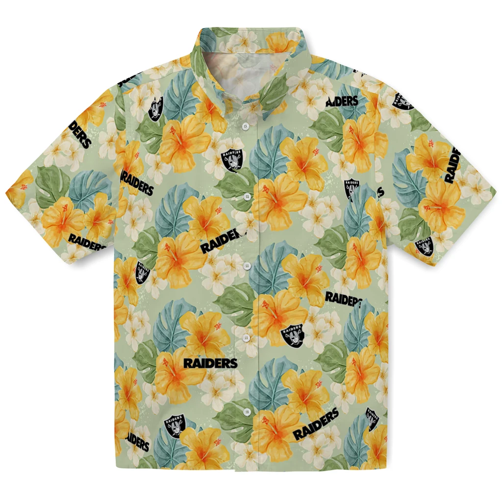 Las Vegas Raiders Hawaiian Shirt - Hibiscus Mood las vegas raiders hibiscus mood pale lime yellow hawaiian shirts best selling