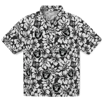 las vegas raiders hibiscus motif black white hawaiian shirts best selling