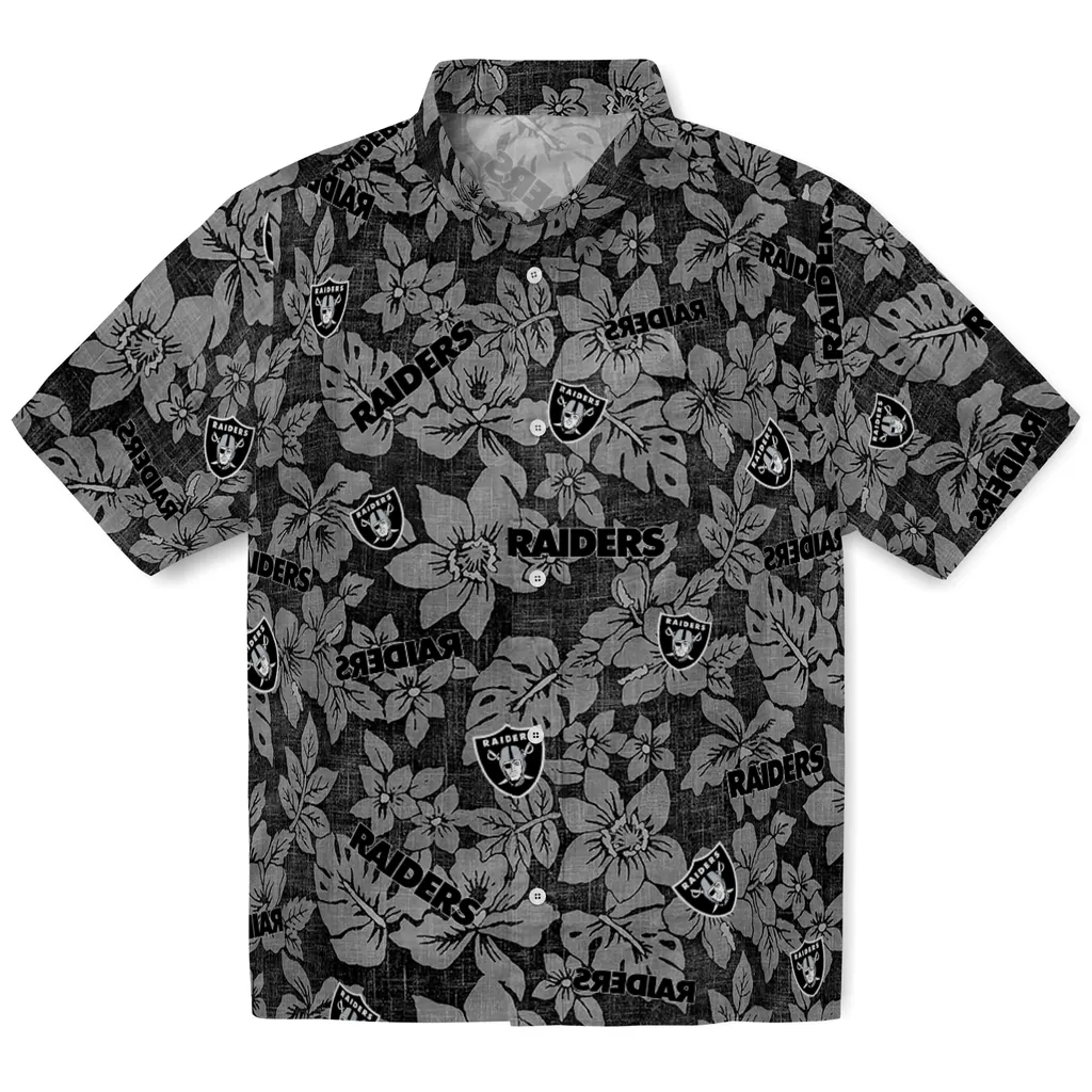 Las Vegas Raiders Hawaiian Shirt - Hibiscus Oasis las vegas raiders hibiscus oasis black hawaiian shirts best selling