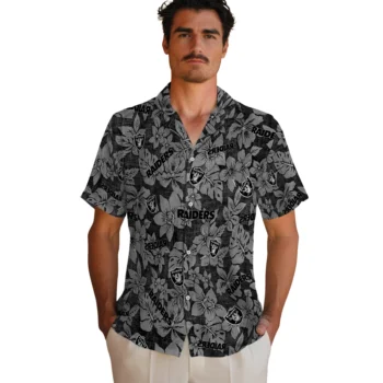 las vegas raiders hibiscus oasis black hawaiian shirts fashion forward