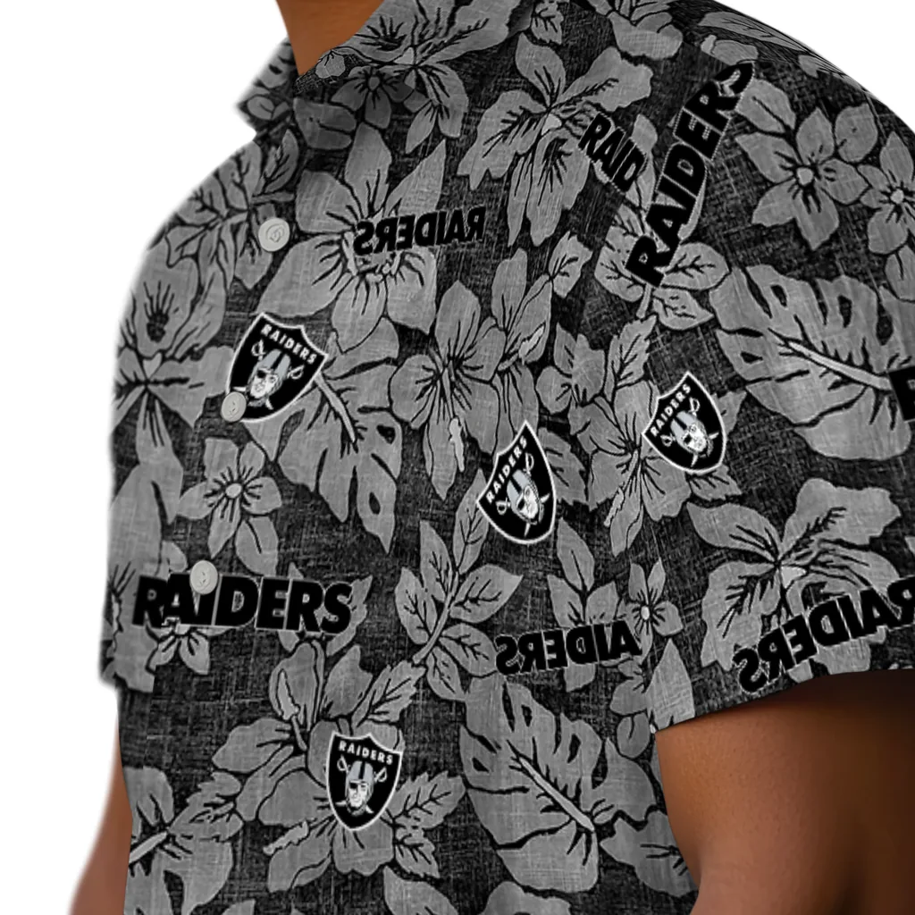 Las Vegas Raiders Hawaiian Shirt - Hibiscus Oasis las vegas raiders hibiscus oasis black hawaiian shirts trendy