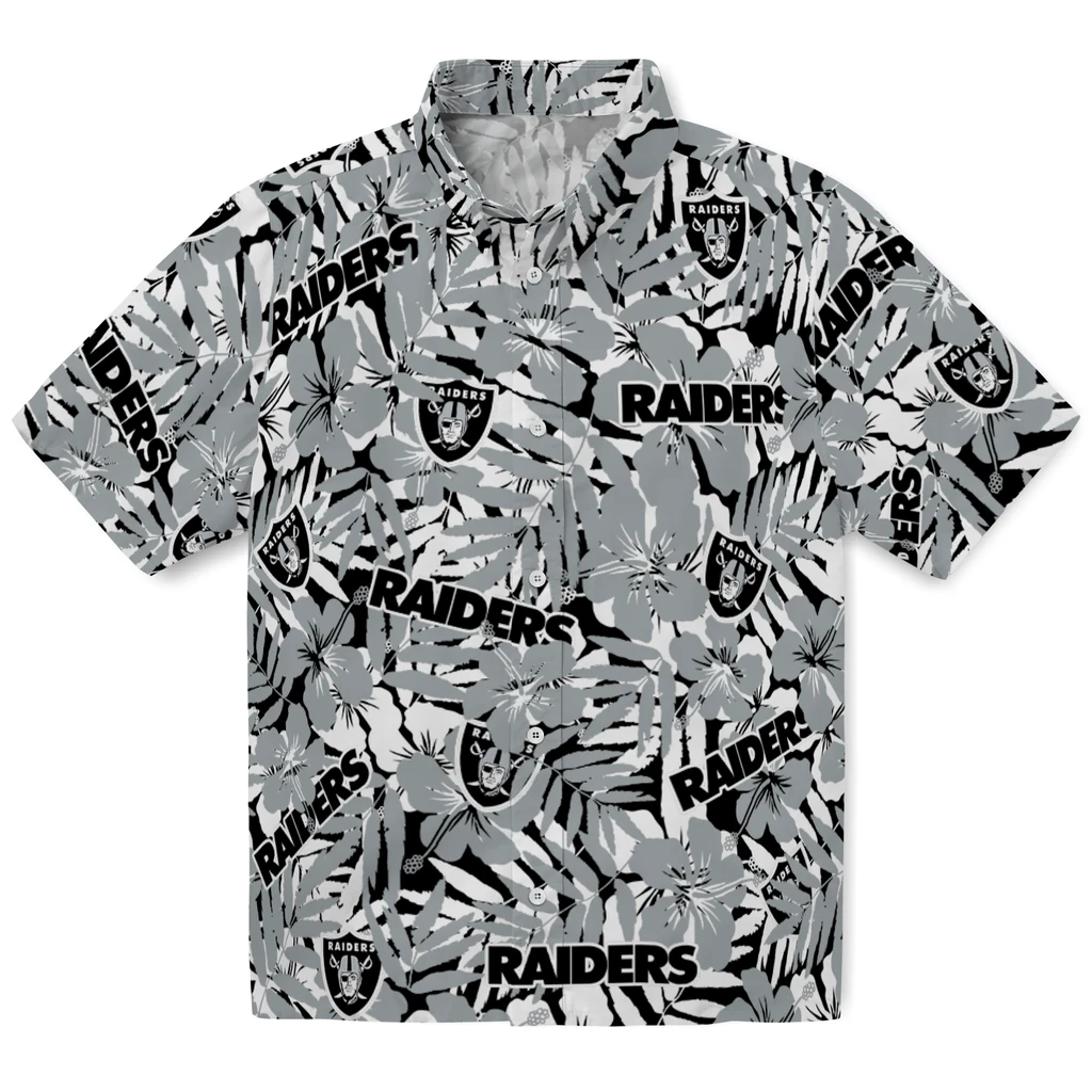 Las Vegas Raiders Hawaiian Shirt - Hibiscus Overlay las vegas raiders hibiscus overlay hawaiian shirts best selling