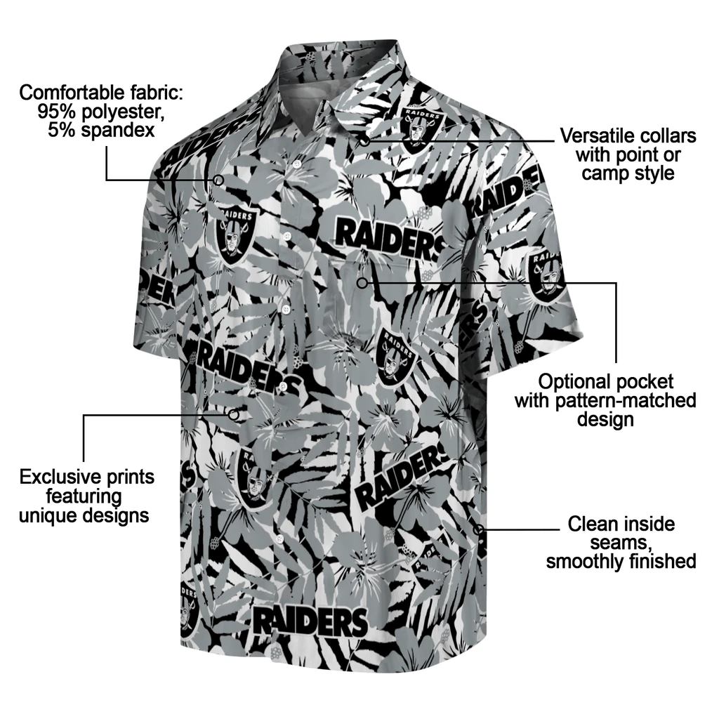 Las Vegas Raiders Hawaiian Shirt - Hibiscus Overlay las vegas raiders hibiscus overlay hawaiian shirts new arrival