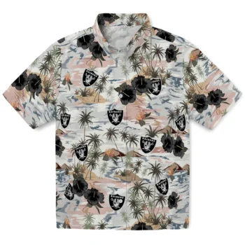 las vegas raiders hibiscus seaside white hawaiian shirts best selling