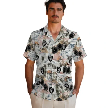 las vegas raiders hibiscus seaside white hawaiian shirts fashion forward