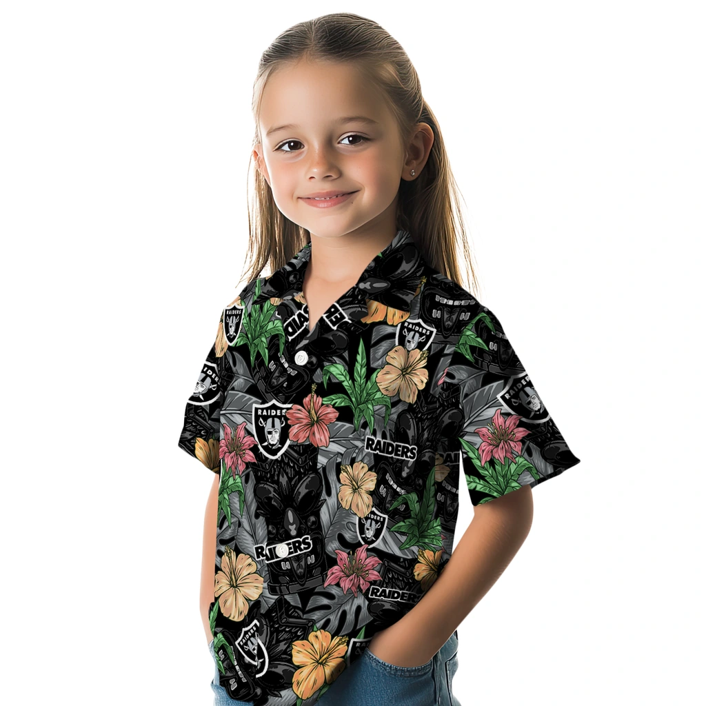 Las Vegas Raiders Hawaiian Shirt - Hibiscus Tiki Jungle las vegas raiders tiki jungle black hawaiian shirts premium grade