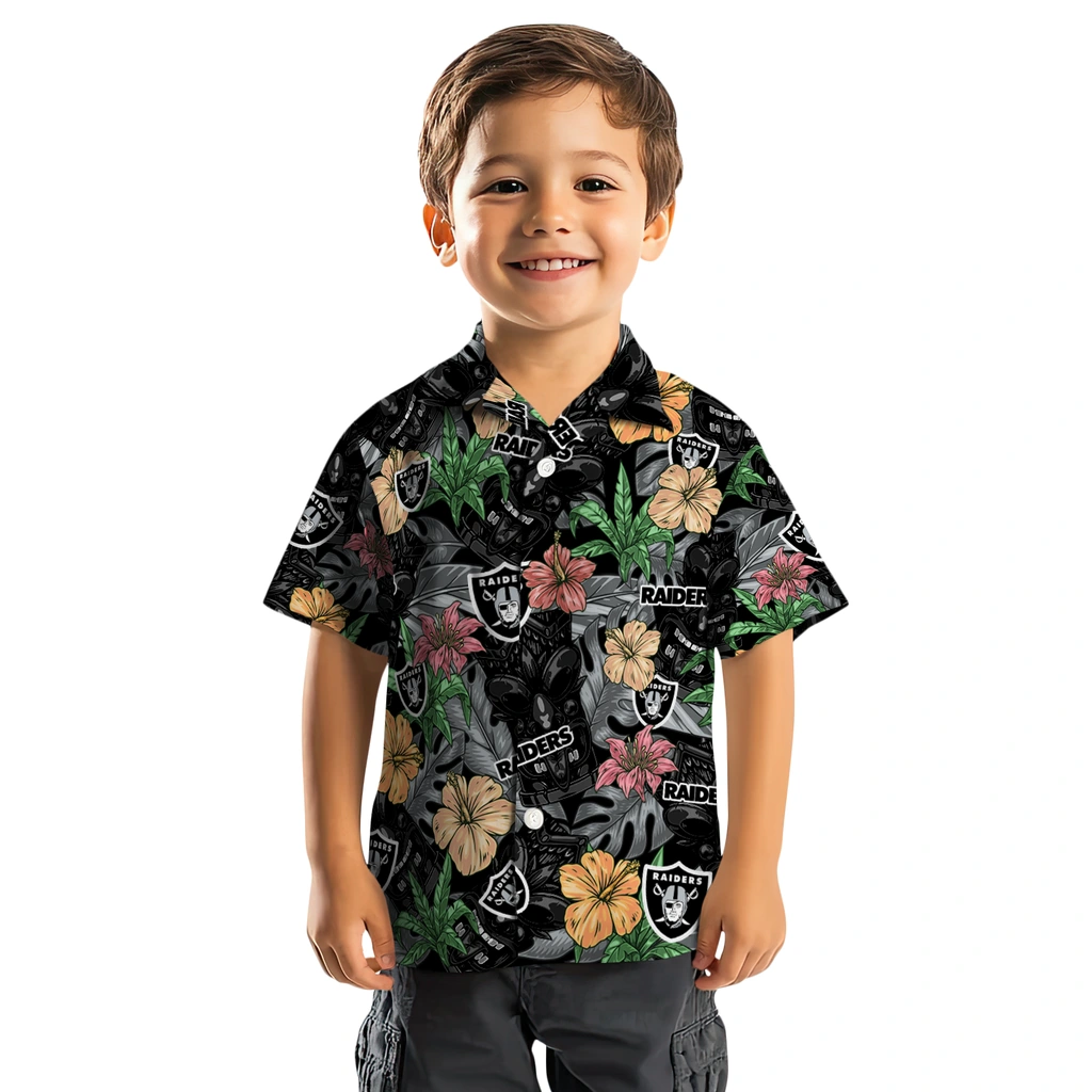 Las Vegas Raiders Hawaiian Shirt - Hibiscus Tiki Jungle las vegas raiders tiki jungle black hawaiian shirts top rated