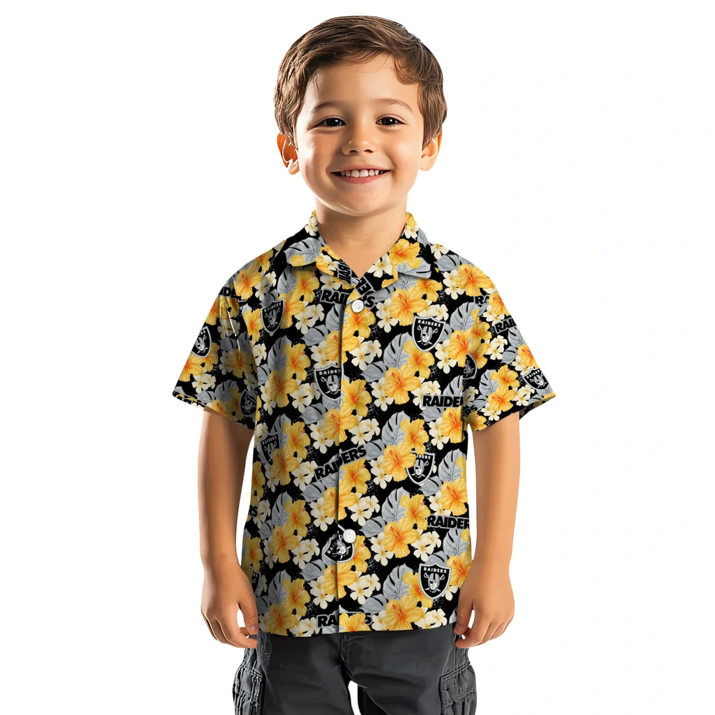 Las Vegas Raiders Hawaiian Shirt - Hibiscus Tropics las vegas raiders hibiscus tropics black yellow hawaiian shirts top rated