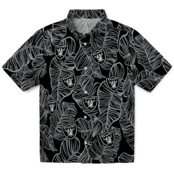 las vegas raiders leaf outline black hawaiian shirts best selling