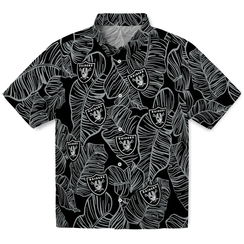 Las Vegas Raiders Hawaiian Shirt - Leaf Outline las vegas raiders leaf outline black hawaiian shirts best selling