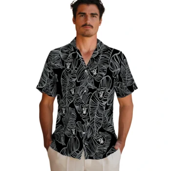 las vegas raiders leaf outline black hawaiian shirts fashion forward