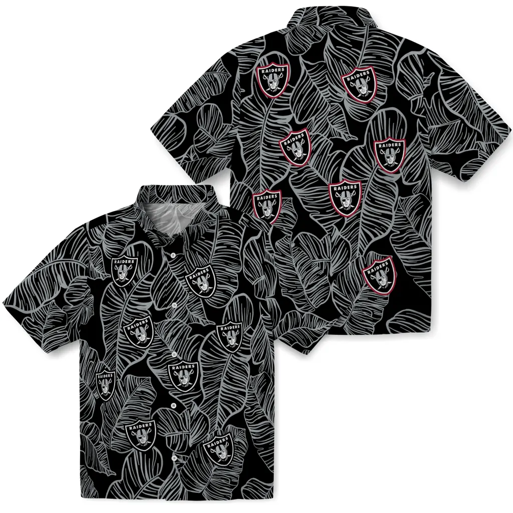 Las Vegas Raiders Hawaiian Shirt - Leaf Outline las vegas raiders leaf outline black hawaiian shirts high quality