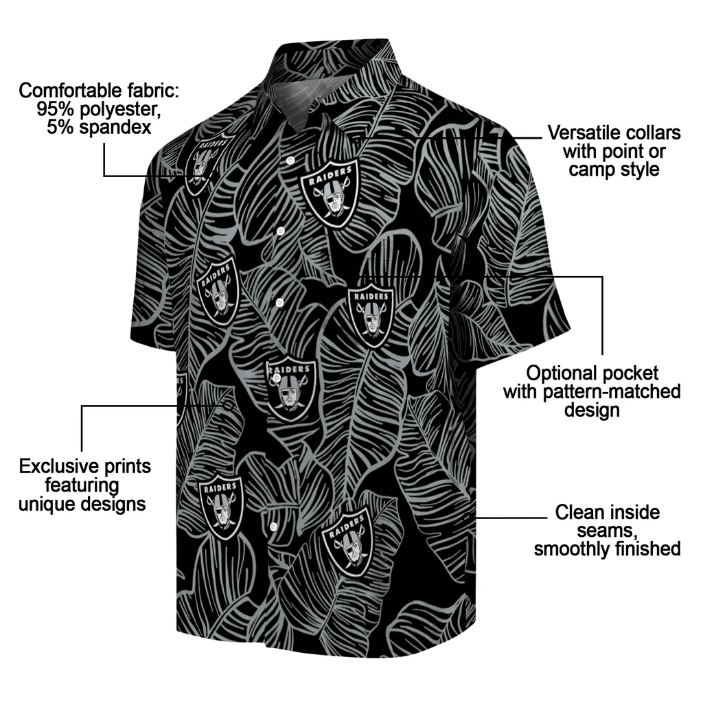 Las Vegas Raiders Hawaiian Shirt - Leaf Outline las vegas raiders leaf outline black hawaiian shirts new arrival