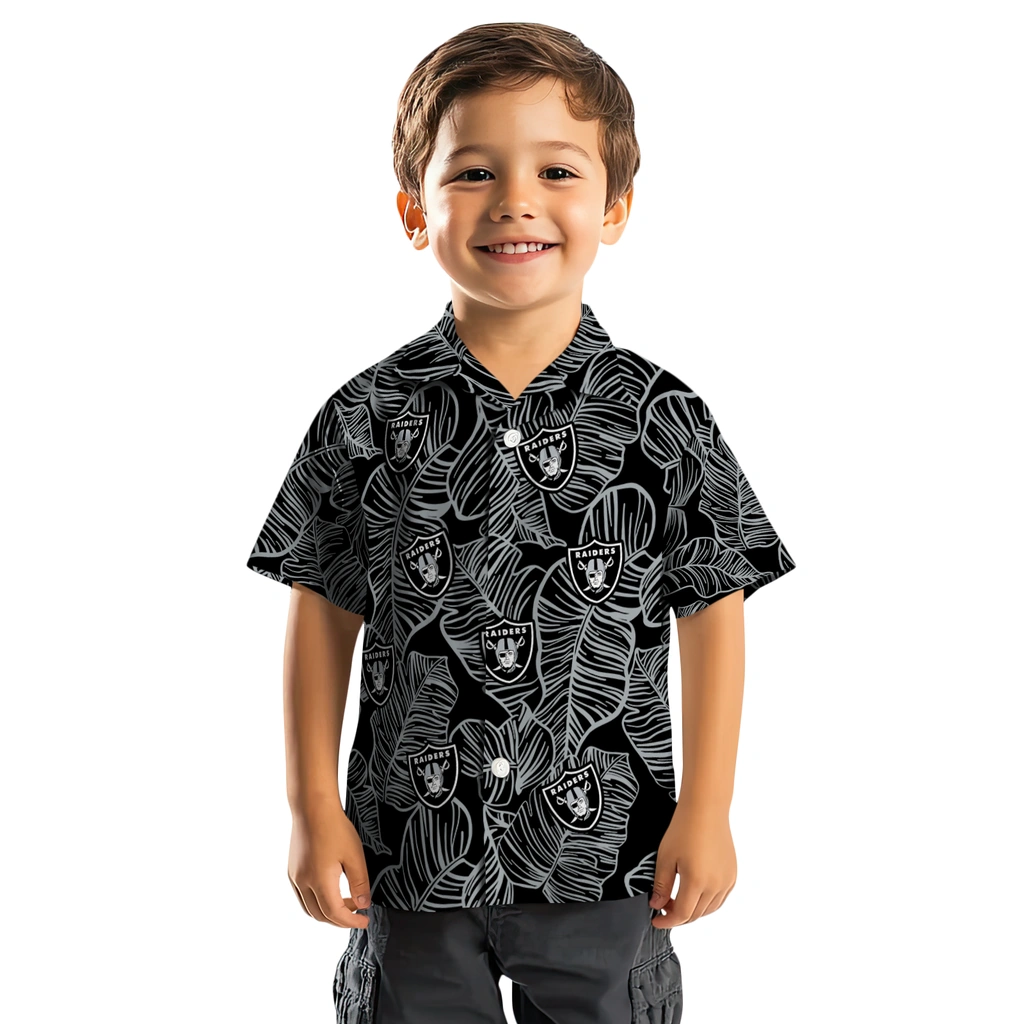 Las Vegas Raiders Hawaiian Shirt - Leaf Outline las vegas raiders leaf outline black hawaiian shirts top rated