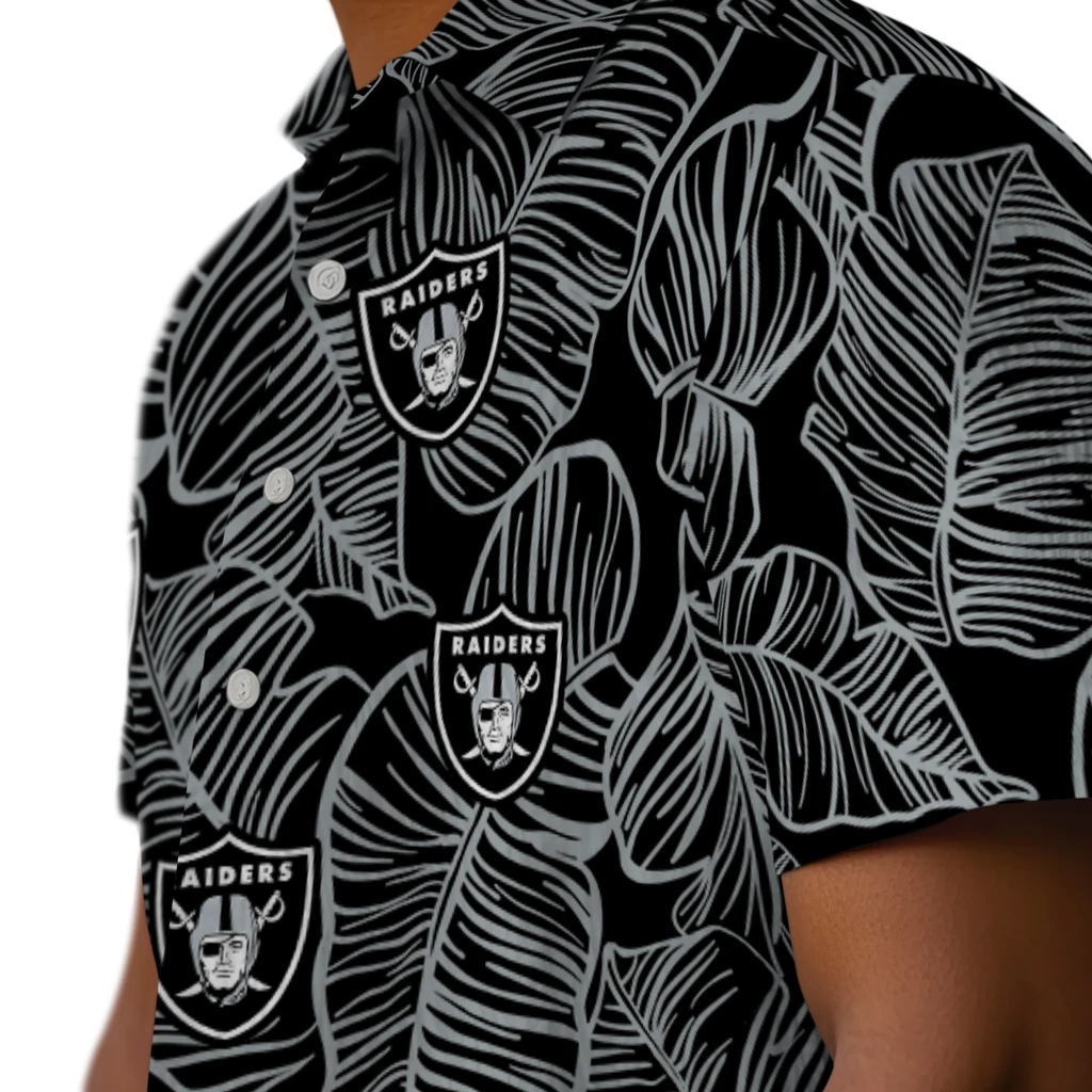 Las Vegas Raiders Hawaiian Shirt - Leaf Outline las vegas raiders leaf outline black hawaiian shirts trendy