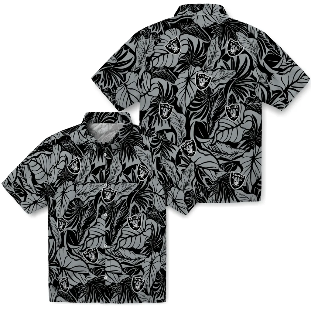 Las Vegas Raiders Hawaiian Shirt - Monstera Layer las vegas raiders monstera layer black hawaiian shirts high quality