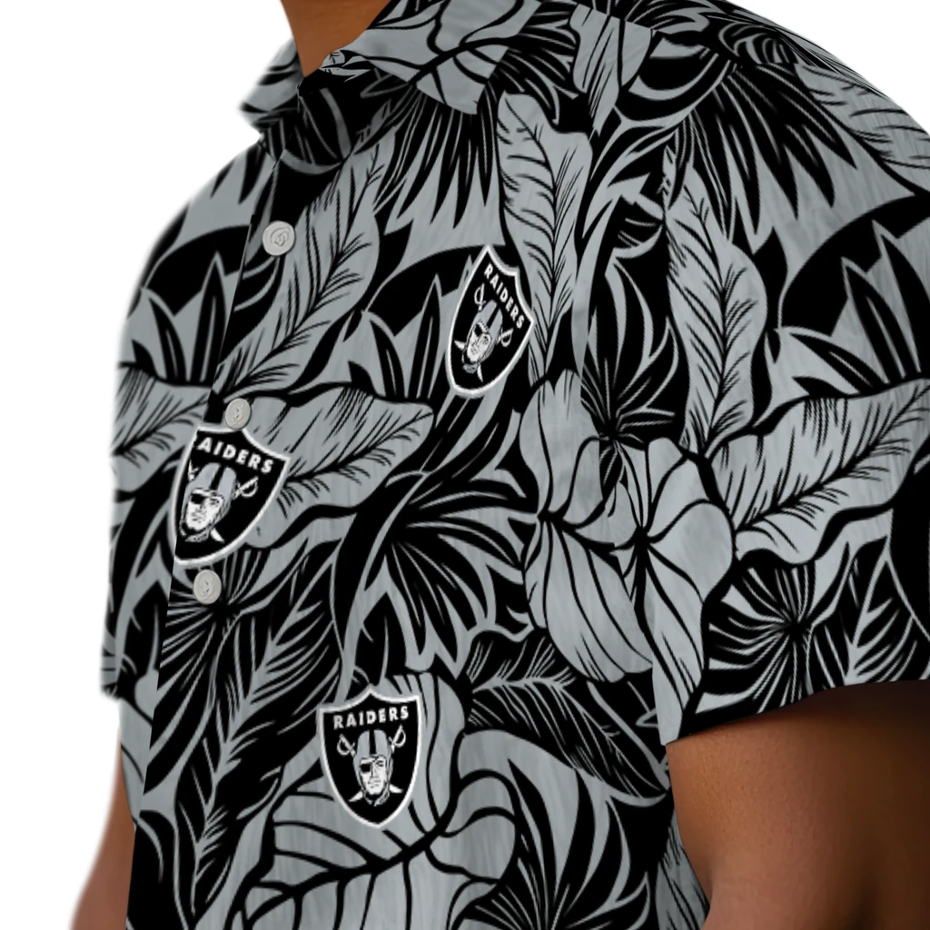Las Vegas Raiders Hawaiian Shirt - Monstera Layer las vegas raiders monstera layer black hawaiian shirts trendy
