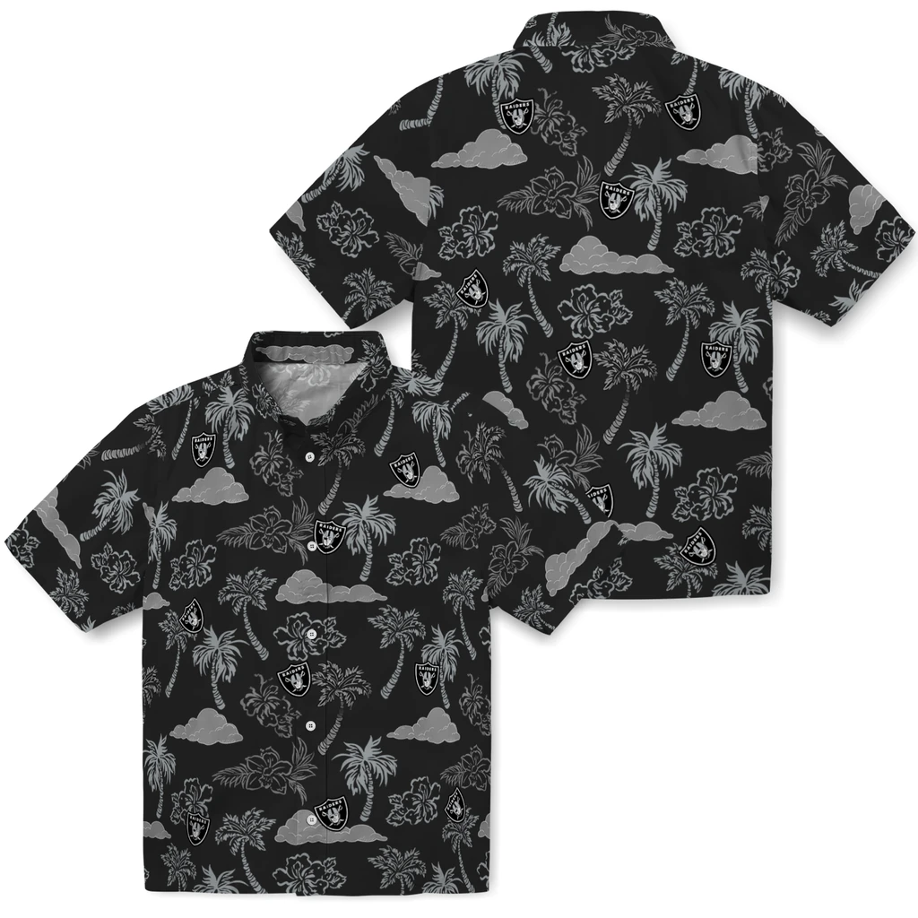Las Vegas Raiders Hawaiian Shirt - Palm And Clouds las vegas raiders palm and clouds black hawaiian shirts high quality