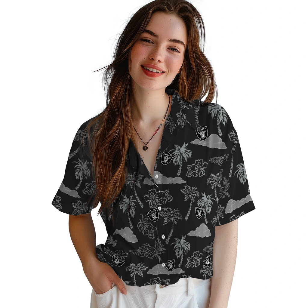 Las Vegas Raiders Hawaiian Shirt - Palm And Clouds las vegas raiders palm and clouds black hawaiian shirts latest model