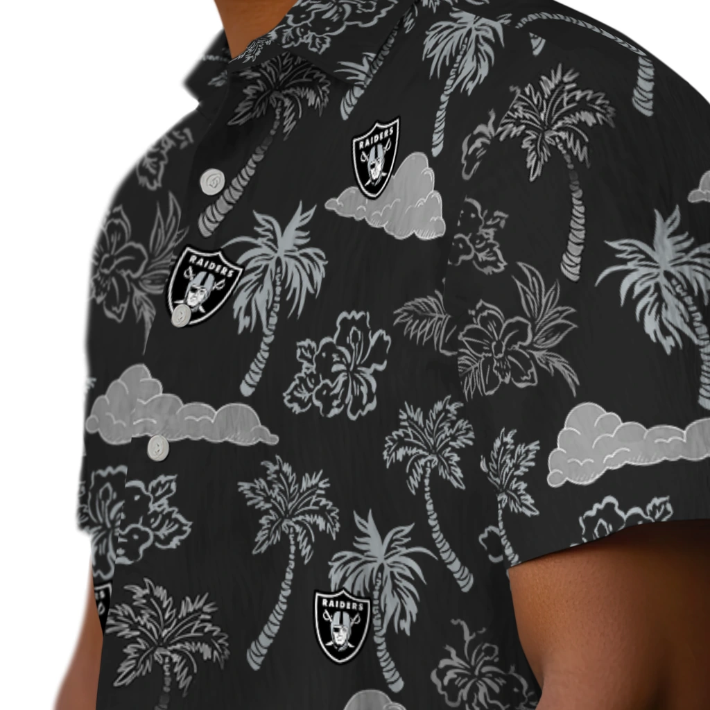 Las Vegas Raiders Hawaiian Shirt - Palm And Clouds las vegas raiders palm and clouds black hawaiian shirts trendy
