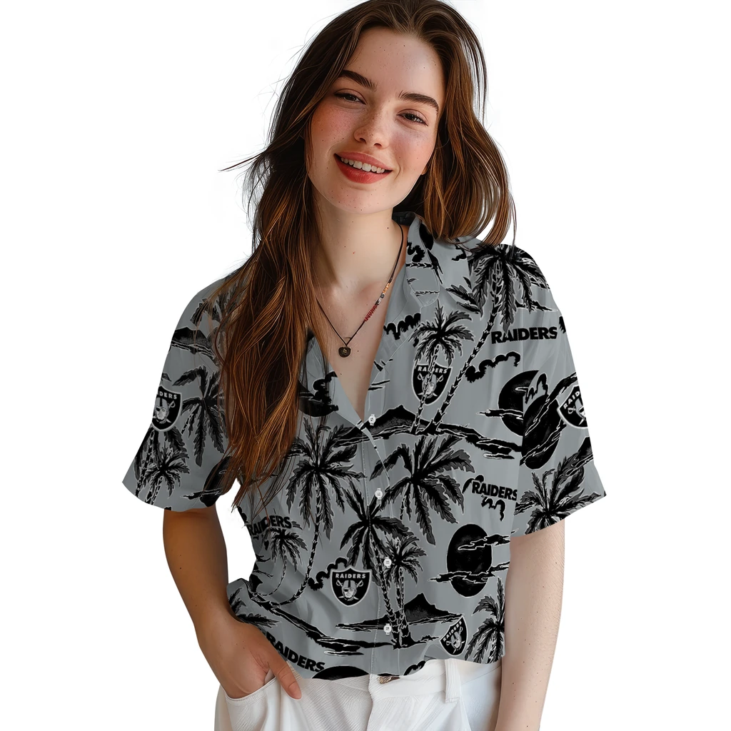 Las Vegas Raiders Hawaiian Shirt - Palm Sunset las vegas raiders palm sunset hawaiian shirts latest model