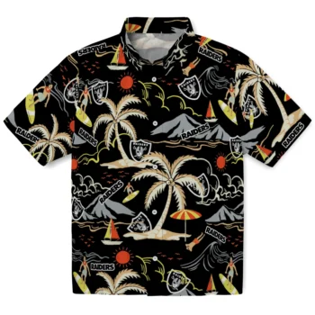 las vegas raiders palm tree island black hawaiian shirts best selling