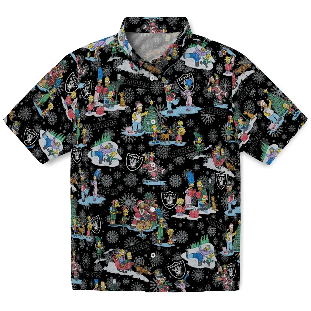 Las Vegas Raiders Hawaiian Shirt - Simpsons Christmas las vegas raiders simpsons christmas black hawaiian shirts best selling