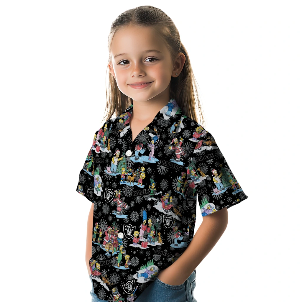 Las Vegas Raiders Hawaiian Shirt - Simpsons Christmas las vegas raiders simpsons christmas black hawaiian shirts premium grade