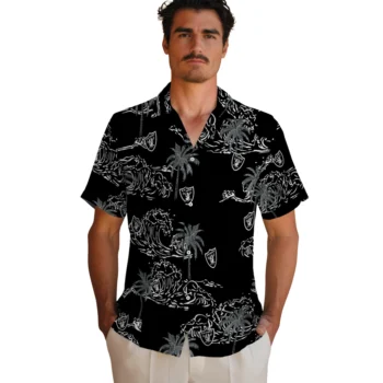 las vegas raiders wave palm black hawaiian shirts fashion forward