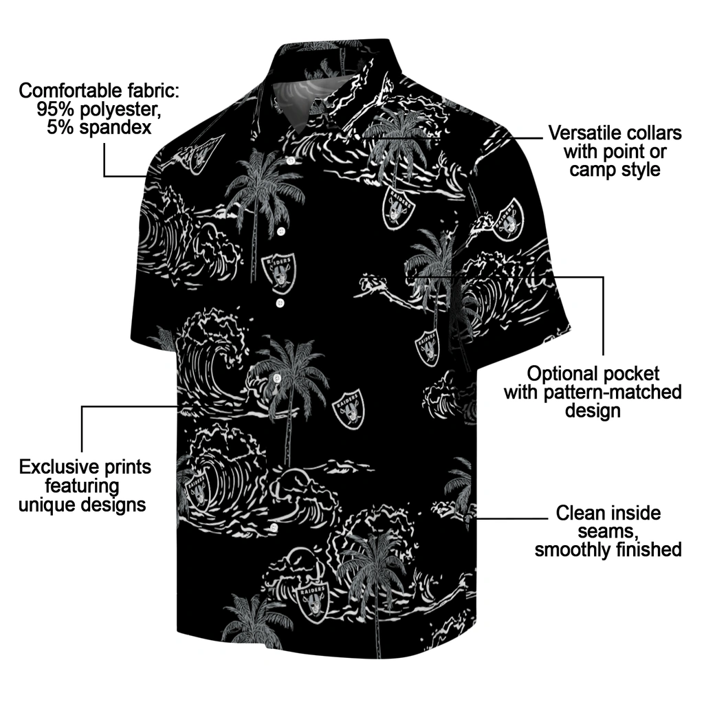Las Vegas Raiders Hawaiian Shirt - Wave Palm las vegas raiders wave palm black hawaiian shirts new arrival