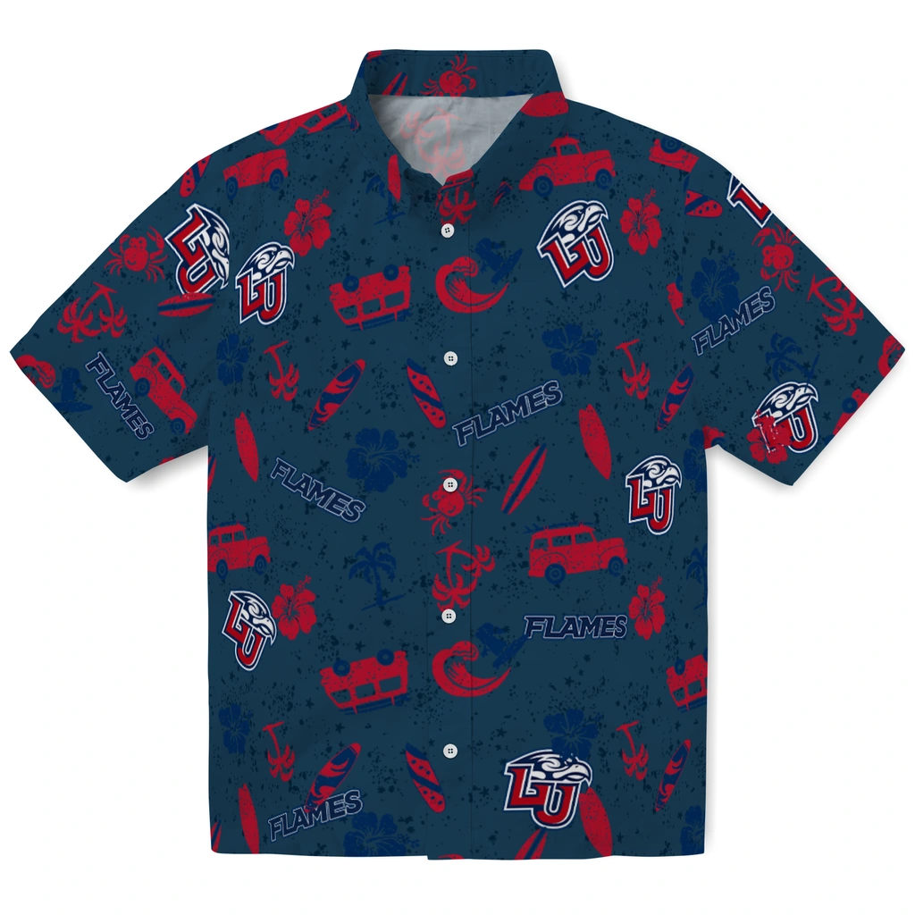Liberty Flames Hawaiian Shirt - Beach Vibe liberty flames beach vibe navy hawaiian shirts best selling
