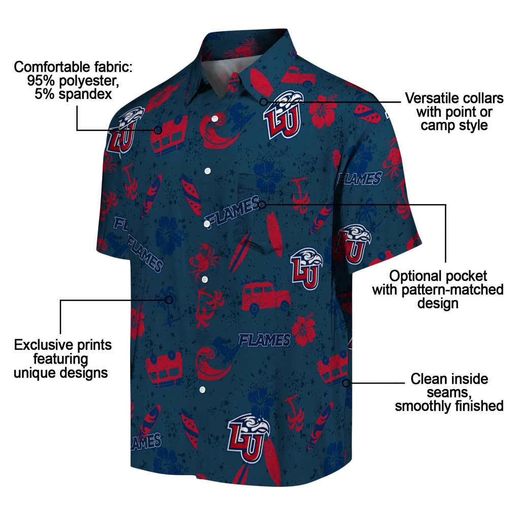 Liberty Flames Hawaiian Shirt - Beach Vibe liberty flames beach vibe navy hawaiian shirts new arrival