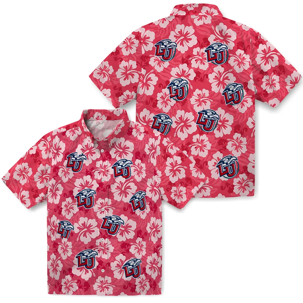 Liberty Flames Hawaiian Shirt - Hibiscus Cluster liberty flames hibiscus cluster red hawaiian shirts high quality