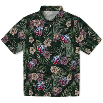 liberty flames hibiscus leaves pattern green hawaiian shirts best selling