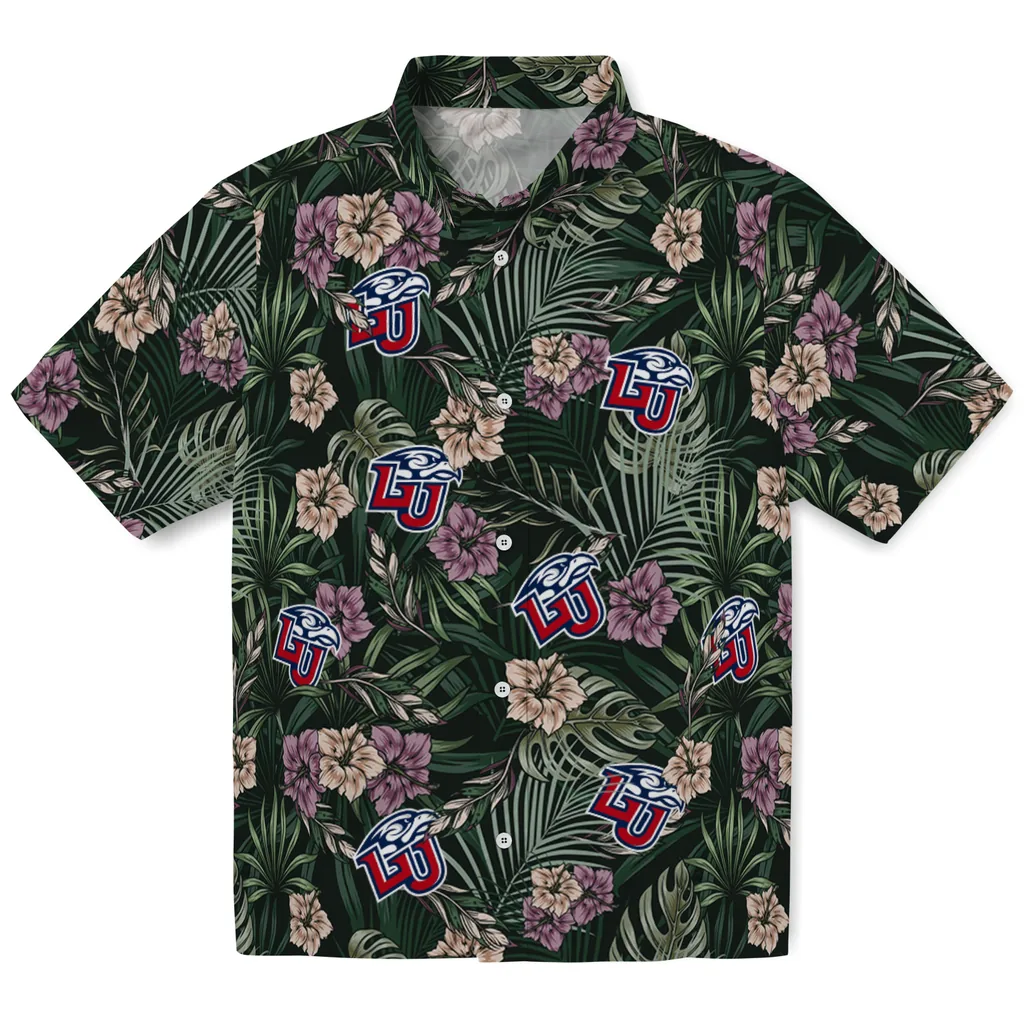 Liberty Flames Hawaiian Shirt - Hibiscus Leaves Pattern liberty flames hibiscus leaves pattern green hawaiian shirts best selling
