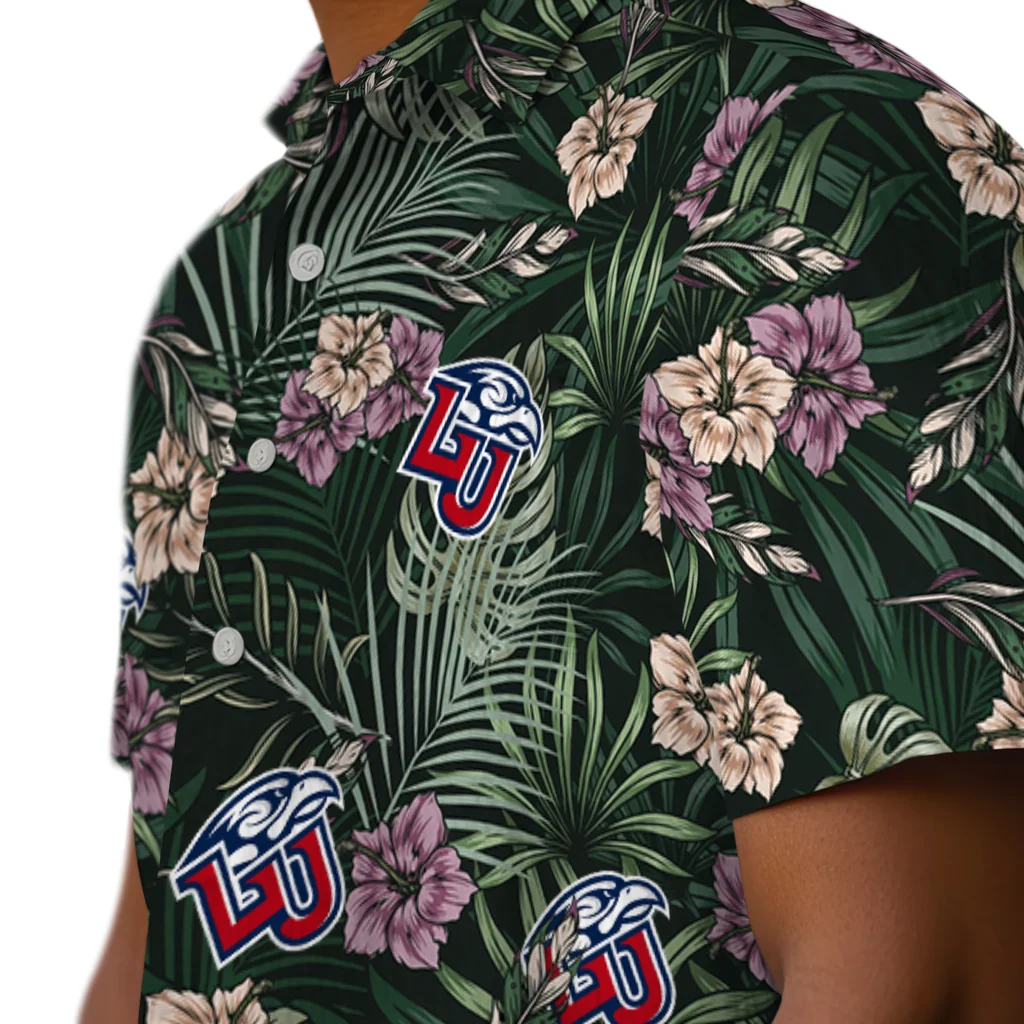 Liberty Flames Hawaiian Shirt - Hibiscus Leaves Pattern liberty flames hibiscus leaves pattern green hawaiian shirts trendy