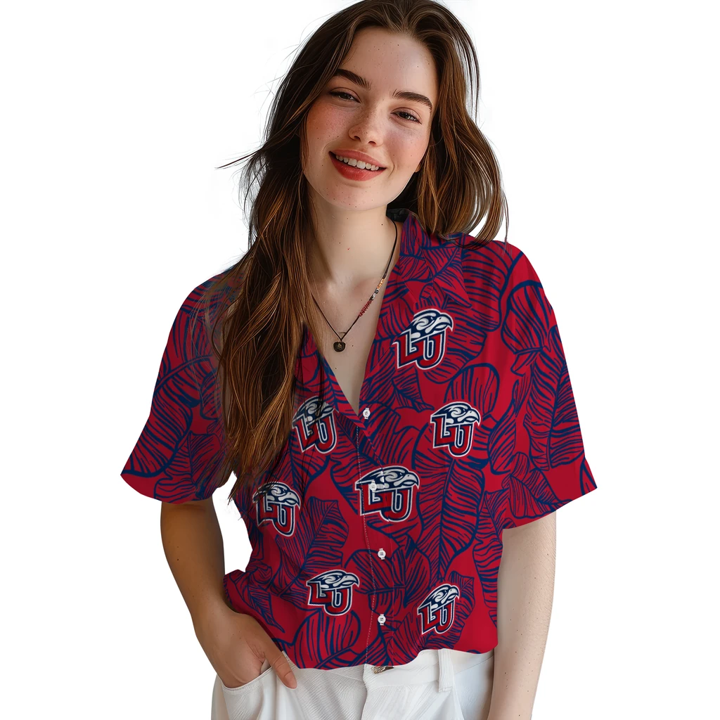 Liberty Flames Hawaiian Shirt - Leaf Outline liberty flames leaf outline red hawaiian shirts latest model