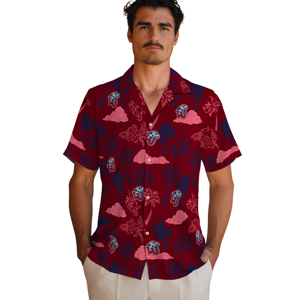 Liberty Flames Hawaiian Shirt - Palm And Clouds liberty flames palm and clouds red hawaiian shirts fashion forward