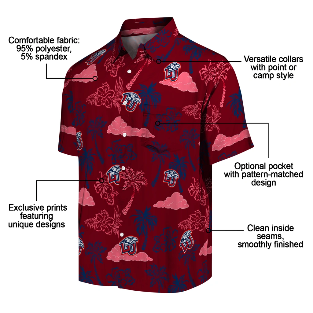 Liberty Flames Hawaiian Shirt - Palm And Clouds liberty flames palm and clouds red hawaiian shirts new arrival
