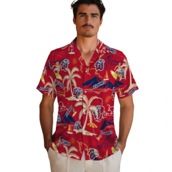 liberty flames palm tree island red hawaiian shirts fashion forward