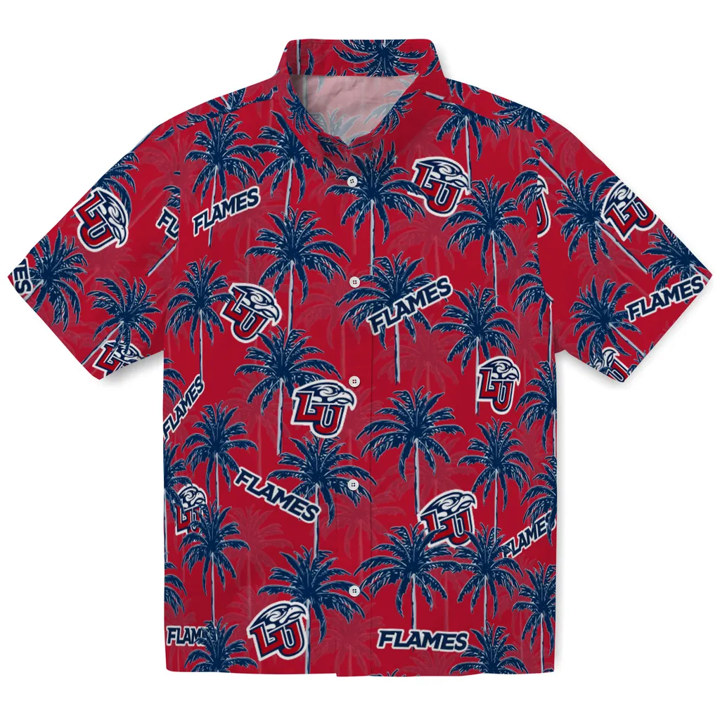 Liberty Flames Hawaiian Shirt - Palm Tree Motif liberty flames palm grove red hawaiian shirts best selling