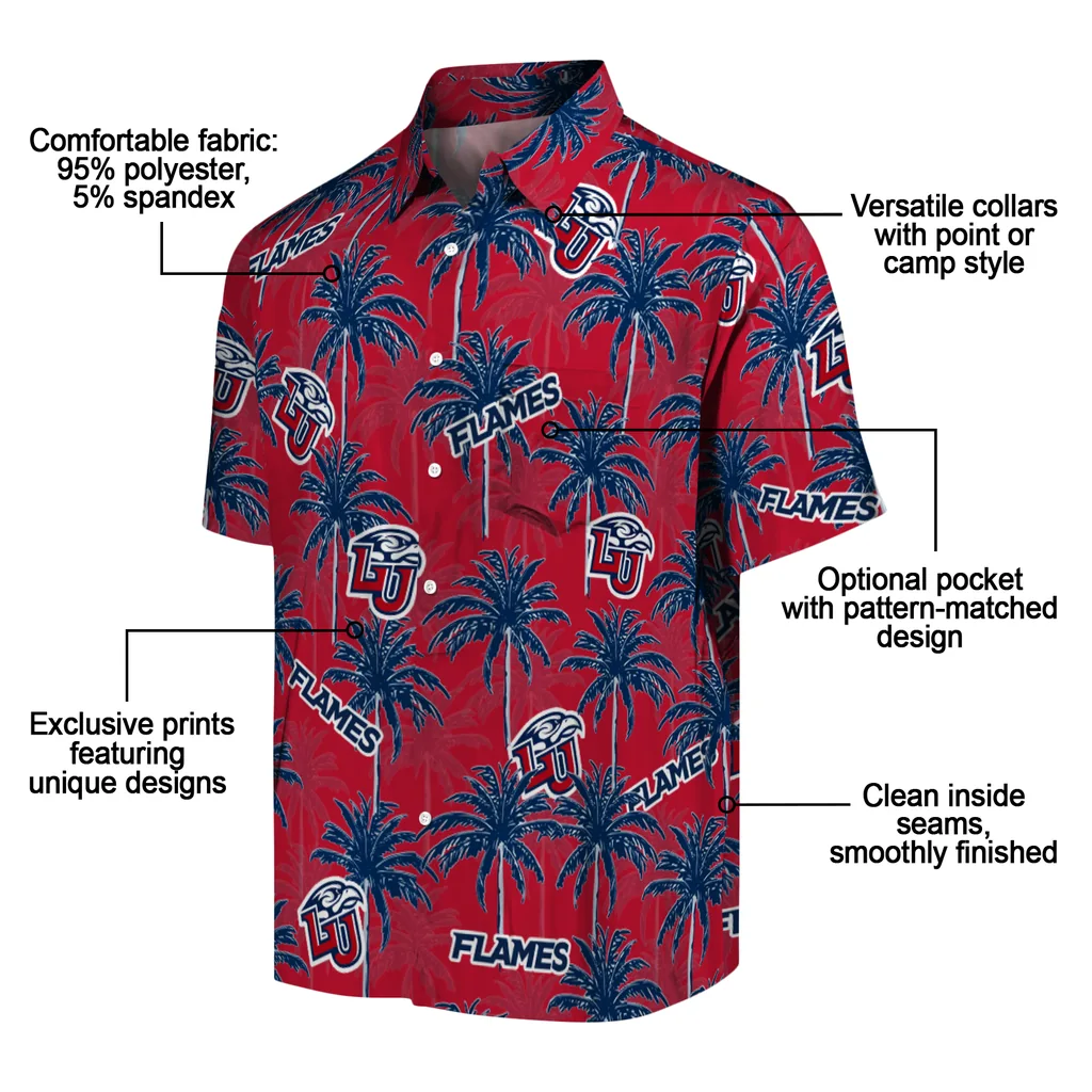 Liberty Flames Hawaiian Shirt - Palm Tree Motif liberty flames palm grove red hawaiian shirts new arrival