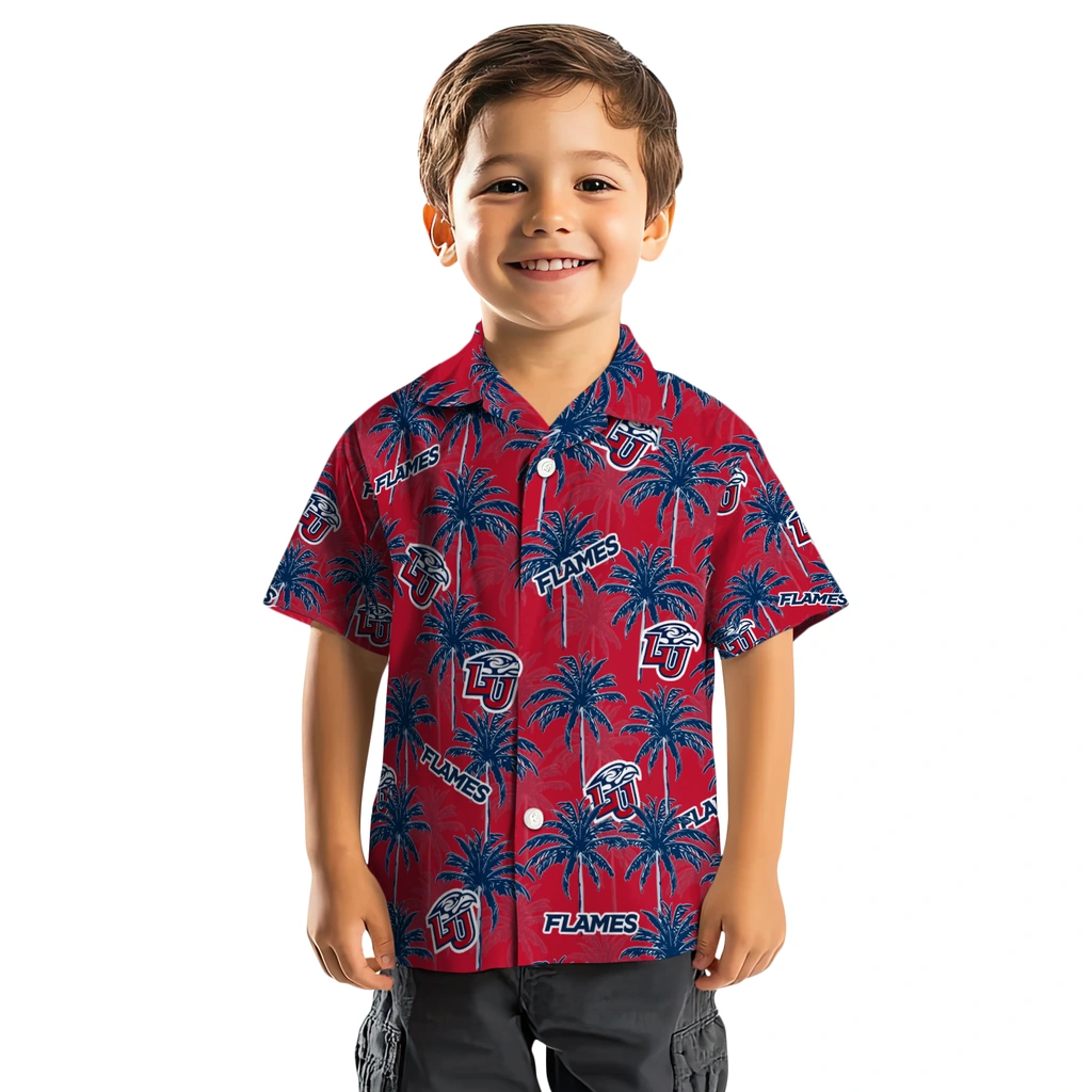 Liberty Flames Hawaiian Shirt - Palm Tree Motif liberty flames palm grove red hawaiian shirts top rated