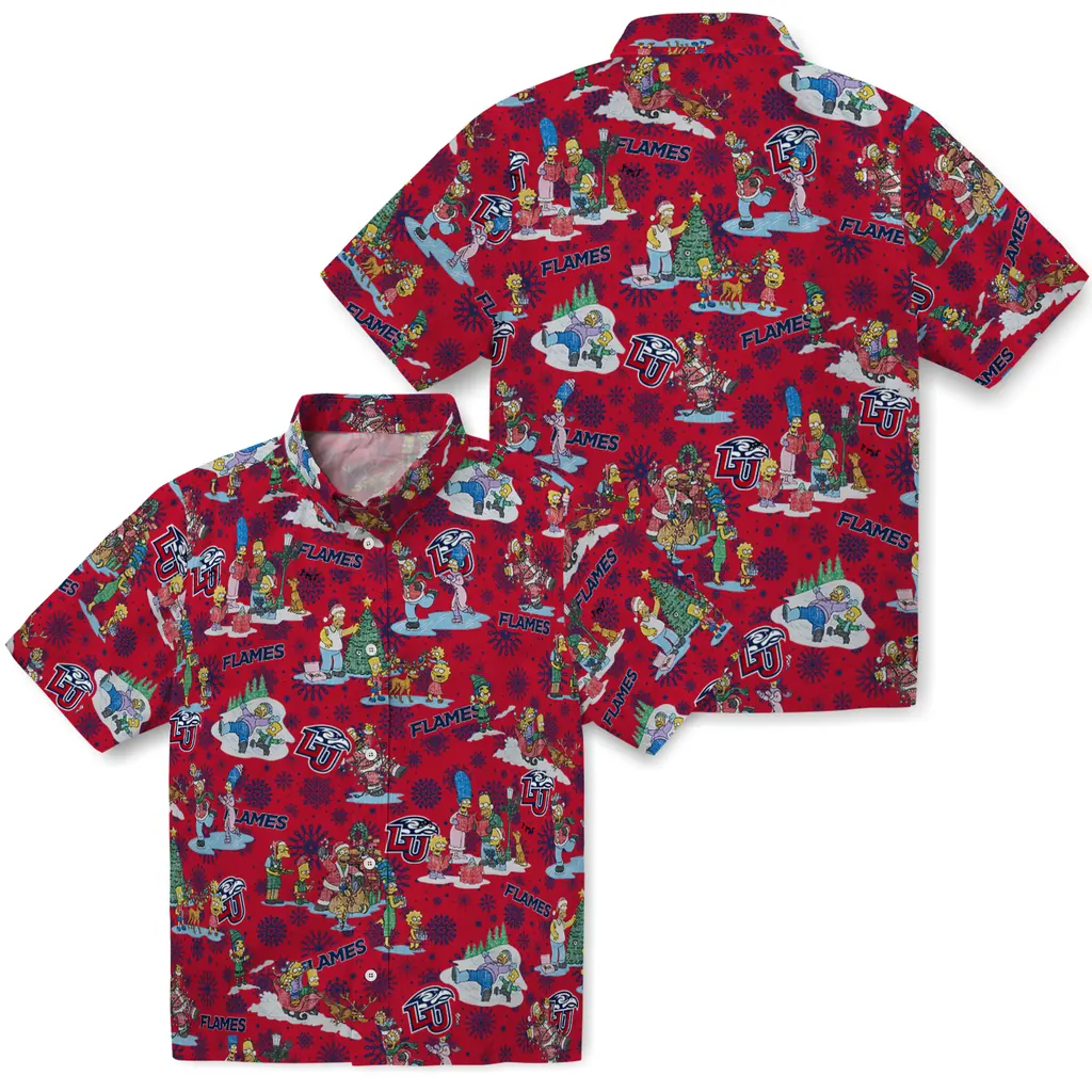 Liberty Flames Hawaiian Shirt - Simpsons Christmas liberty flames simpsons christmas red hawaiian shirts high quality