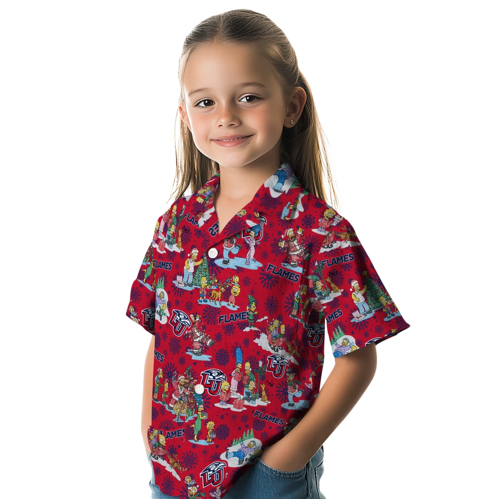 Liberty Flames Hawaiian Shirt - Simpsons Christmas liberty flames simpsons christmas red hawaiian shirts premium grade